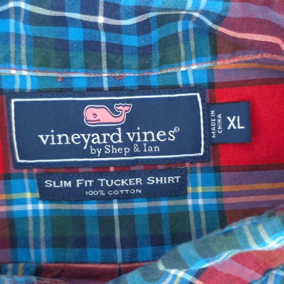 Vineyard Vines Slim Fit Tucker Shirt Mens XL Plaid Button Down Long Sleeve Whale - Picture 3 of 8